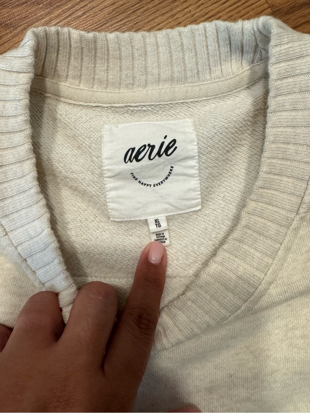 Aerie Oversized Crewneck Sweatshirt Oatmeal Heather XL - Picture 2 of 4